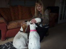 Sally with Billy and Macey the pointers